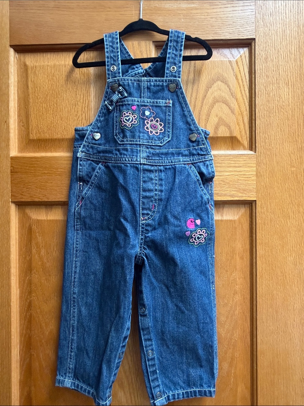 Carhartt 18 Month Denim Floral Embroidered Kids Overalls - Blue